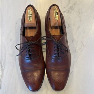 Salvatore Ferragamo Brown Leather Oxfords with Brogue Detailing